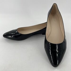 Nine West French Ballet Flats Flat 10.5 Black Patent Leather Pointed Toe SoEasyo